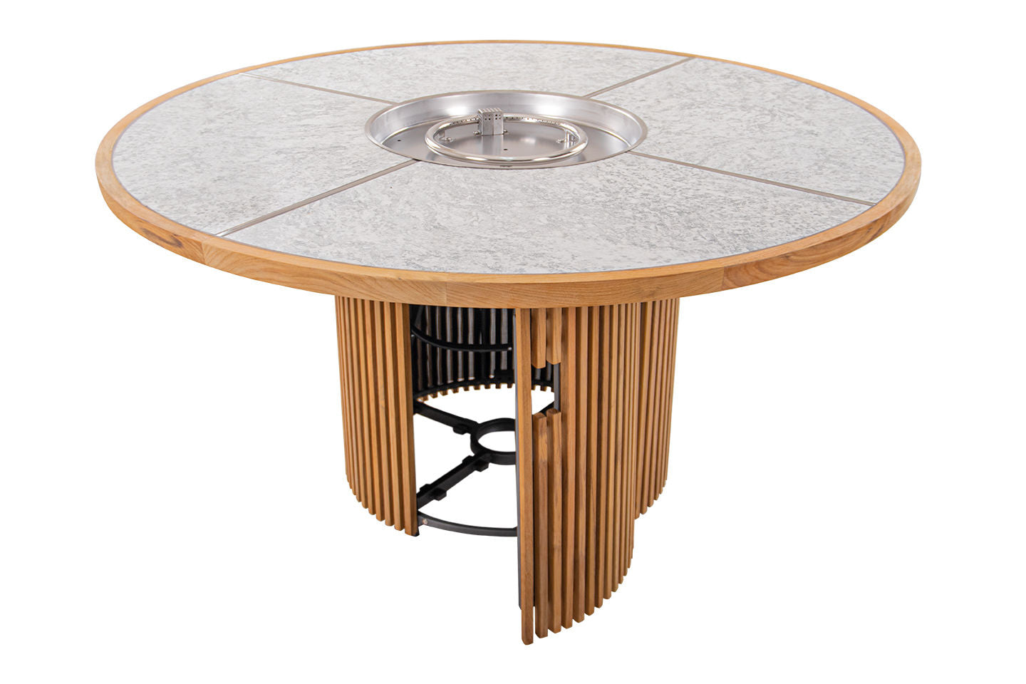 Round Ceramic Top Dining Fire Table Set