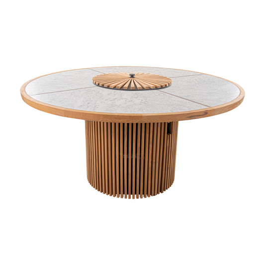 Round Ceramic Top Dining Fire Table Set
